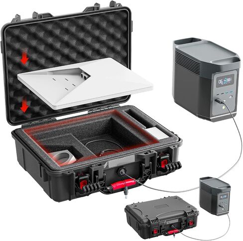 Starlink Mini Case,2026 New IP67 Waterproof Hard Carrying Case Compatible with Star link Mini Dish Accessories, Brown Protective Storage Bag with DC Waterproof Port for Outdoor (Black) in Saudi Arabia
