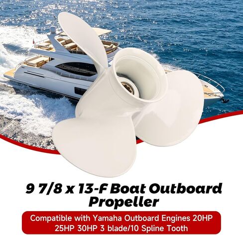 9 7/8 x 13-F مروحة خارجية للقارب متوافقة مع محركات Yamaha الخارجية 20HP 25HP 30HP 3 شفرات/10 أسنان بديلة # 664-45949-02-00، 664-45949-02-EL in Kuwait