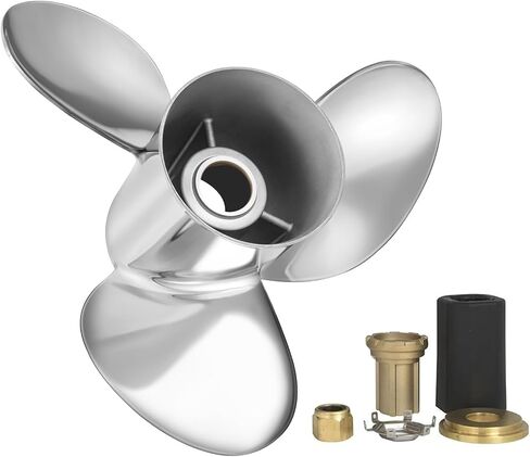 FYMP 14 1/2 x 19 Upgrade Stainless steel Outboard Boat Propeller Comfortable fit Mercury/Mercruiser Alpha One Engines 135 150 175 200 225 250 300 HP,15 Spline Tooth RH in Kuwait