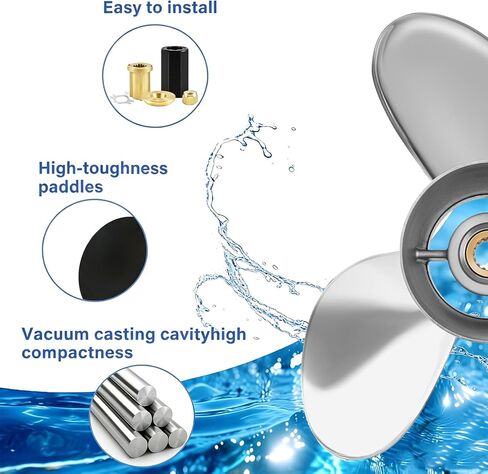 FYMP 14 1/2 x 19 Upgrade Stainless steel Outboard Boat Propeller Comfortable fit Mercury/Mercruiser Alpha One Engines 135 150 175 200 225 250 300 HP,15 Spline Tooth RH in Kuwait