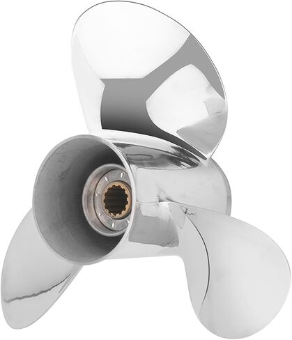 11 3/4 × 13 مروحة قارب خارجية من الفولاذ المقاوم للصدأ لمحركات سوزوكي 35-65HP، 13 أسنان خدد، 3 شفرات، متوافقة مع سوزوكي 35HP 40HP 50HP 55HP 60HP 65HP، RH in Kuwait