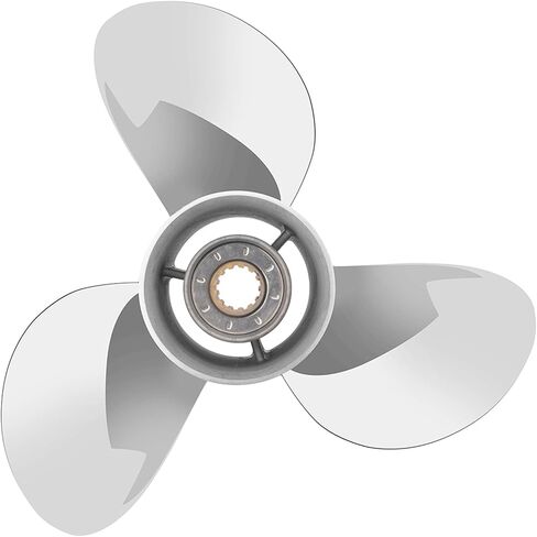 11 3/4 × 13 مروحة قارب خارجية من الفولاذ المقاوم للصدأ لمحركات سوزوكي 35-65HP، 13 أسنان خدد، 3 شفرات، متوافقة مع سوزوكي 35HP 40HP 50HP 55HP 60HP 65HP، RH in Kuwait