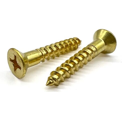 (50 Pieces) #8x5/8 Phillips Flat Head Wood Screws Brass in Kuwait