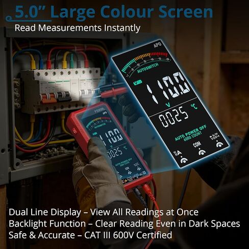 6000 Counts Smart Digital Multimeter,USB Rechargeable,Color LCD Screen | Smart auto/manual multimeter,AC/DC voltage current,NCV safety,capacitance frequency temperature,True RMS,home and car repair in Kuwait
