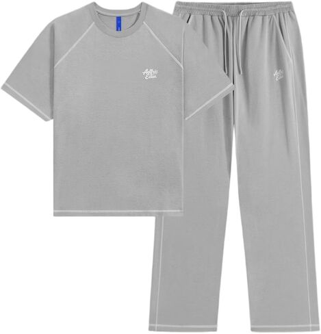 Aelfric Eden Cloud Classic Sweat Set 2 Piece Outfits Summer Short Sleeve Top and Sweatpants Set Lounge Matching Sets in Kuwait