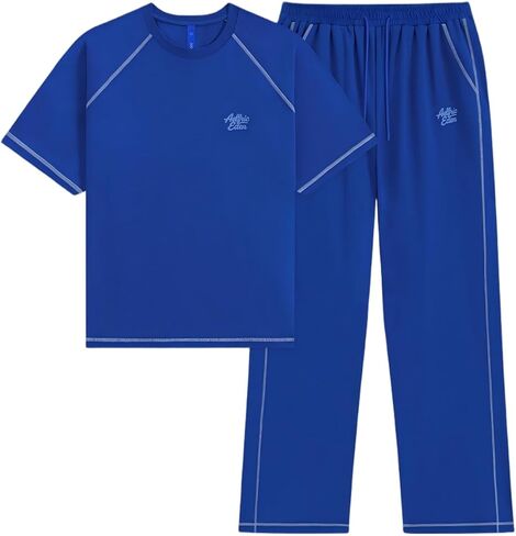 Aelfric Eden Cloud Classic Sweat Set 2 Piece Outfits Summer Short Sleeve Top and Sweatpants Set Lounge Matching Sets in Kuwait