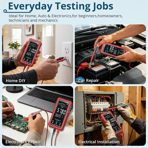 6000 Counts Smart Digital Multimeter,USB Rechargeable,Color LCD Screen | Smart auto/manual multimeter,AC/DC voltage current,NCV safety,capacitance frequency temperature,True RMS,home and car repair in Kuwait