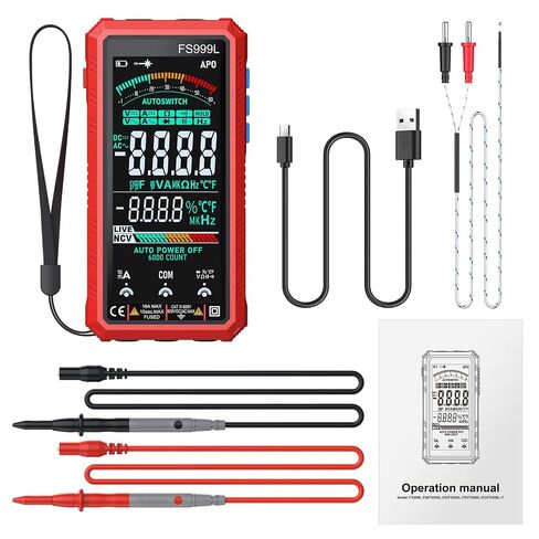 6000 Counts Smart Digital Multimeter,USB Rechargeable,Color LCD Screen | Smart auto/manual multimeter,AC/DC voltage current,NCV safety,capacitance frequency temperature,True RMS,home and car repair in Kuwait