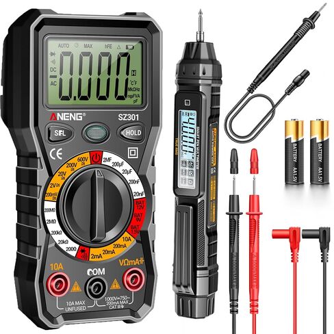 ANENG Multimeter with Pen Type Volt Meter Tester Measures AC/DC Current,Voltage,Resistance,Continuity,Diodes Ohm Volt Amp Meter,Electric Tools for Household Outlet and Automotive Battery Tester in Kuwait