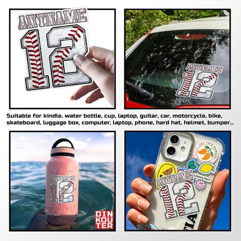 Custom Baseball Name and Number Sticker Personalized Baseball Player Sticker Team Spirit Die-Cut Waterproof UV DTF Transfer Vinyl Stickers Laptop Water Bottle Cars Decal Decor Gifts in Kuwait