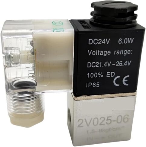 2V025-08 G1/4 Normally Closed NC Air Water Oil Solenoid Valve Coil Led 2 Port Ways AC110V 220V 380V 12V 24V DC 2V025(2V025-08 PC10 LED,DC24V) in Kuwait