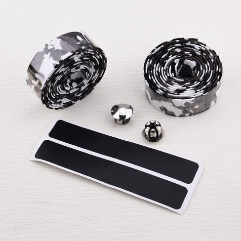 2 Rolls Bicycle Handlebar Tape Set Anti-Slip Bike Bar Tape with End Plugs Shock Absorbing Breathable Cycling Handle Grip Tapes for Road Bikes Fixed Gear Mountain Bikes Comfortable Grip Grey Camo in Kuwait