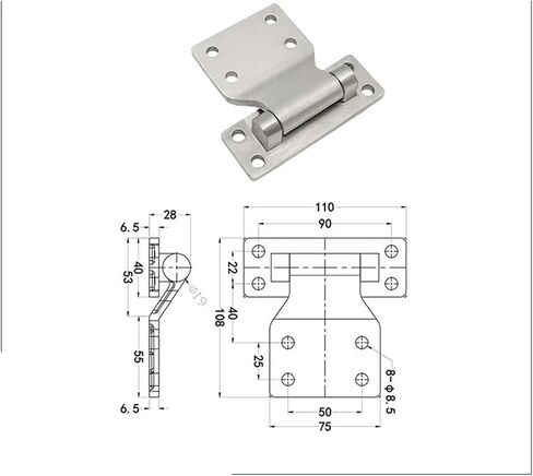 Asymmetric Hinge Made 304 Stainless Steel Industrial Heavy Equipment 108mmX110mm 1Pcs in Kuwait