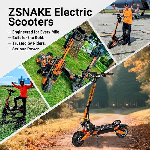 ZSNAKE Electric Scooter for Adults High Power 5600W Dual Motors Top Speed 50 MPH, 60V 30Ah Battery 60+ Miles Range, 11" Tubeless Off-Road Tire Sports Folding E-Scooter with Seat in Kuwait
