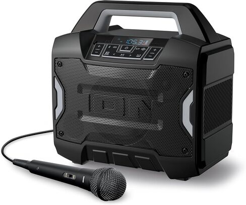 ION Tailgater Classic Outdoor Portable Bluetooth Speaker with Rechargeable Battery, FM Radio, USB Port, IPX5 Water-Resistant, 6.5" Woofer, App, Black in Saudi Arabia