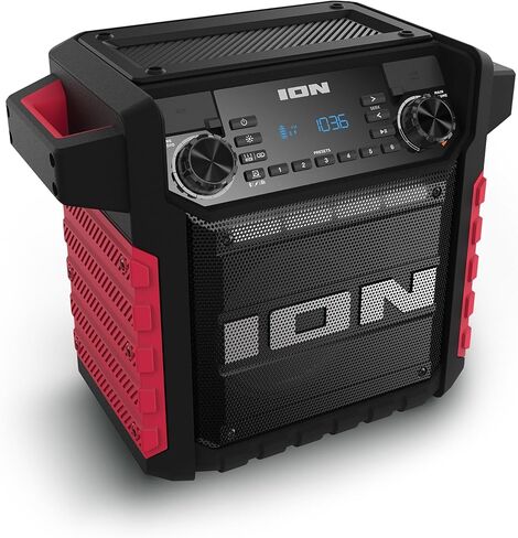 ION Tailgater Classic Outdoor Portable Bluetooth Speaker with Rechargeable Battery, FM Radio, USB Port, IPX5 Water-Resistant, 6.5" Woofer, App, Black in Saudi Arabia