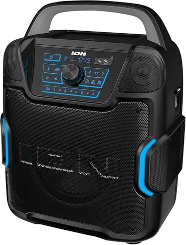ION Tailgater Classic Outdoor Portable Bluetooth Speaker with Rechargeable Battery, FM Radio, USB Port, IPX5 Water-Resistant, 6.5" Woofer, App, Black in Saudi Arabia