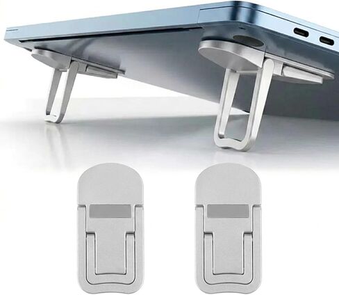 2 Pcs Portable Keyboard Riser, Mini Foldable Keyboard Stand with Non-Slip Pads, Lightweight Computer Keyboard Lift for Office Desk Laptop Keyboard(Silver) in Kuwait
