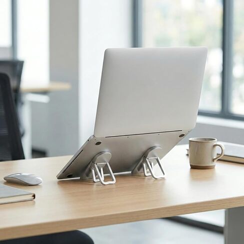 2 Pcs Portable Keyboard Riser, Mini Foldable Keyboard Stand with Non-Slip Pads, Lightweight Computer Keyboard Lift for Office Desk Laptop Keyboard(Silver) in Kuwait