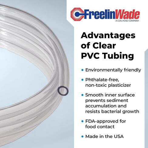 Clear Flexible Polyvinyl Chloride (PVC) 3/8" OD x 1/4" ID Tubing x 10ft in Kuwait