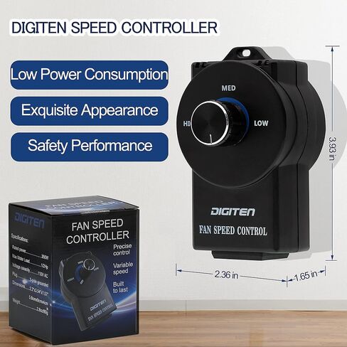 DIGITEN Variable Speed Controller - Exhaust Fan Speed Adjuster for Duct Inline Fan in Kuwait