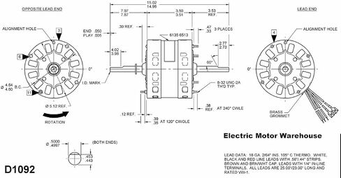 Fasco D1092 5.0-Inch OEM Direct Replacement Motor, 1/3 HP, 115 Volts, 1675 RPM, 2 Speed, 3.4 Amps, OAO Enclosure, Double Shaft, Sleeve Bearing in Kuwait