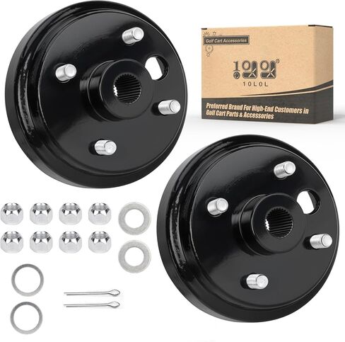 10L0L 2 Pack Golf Cart Brake Drum Hub Assembly, 30-Tooth Spline 1 Inch Large Hole, Replacement for EZGO 4-Cycle Gas 1991-Up TXT RXV Marathon Medalist Columbia, OEM# 21807-G1 21807G1 41843-94 in Kuwait