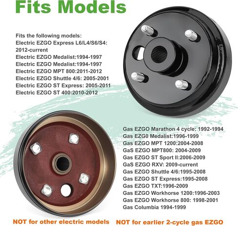 10L0L 2 Pack Golf Cart Brake Drum Hub Assembly, 30-Tooth Spline 1 Inch Large Hole, Replacement for EZGO 4-Cycle Gas 1991-Up TXT RXV Marathon Medalist Columbia, OEM# 21807-G1 21807G1 41843-94 in Kuwait