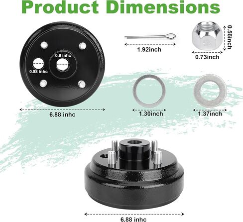 10L0L 2 Pack Golf Cart Brake Drum Hub Assembly, 30-Tooth Spline 1 Inch Large Hole, Replacement for EZGO 4-Cycle Gas 1991-Up TXT RXV Marathon Medalist Columbia, OEM# 21807-G1 21807G1 41843-94 in Kuwait