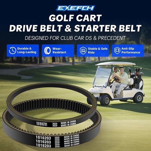 Clutch Drive Belt & Starter Generator Belt Kit for Club Car DS 1997-Up & Precedent 2004-Up Gas Golf Cart, Compatible with FE290, FE350, and Kawasaki OHV Engine, Replaces OEM 101916701 1016203 in Kuwait