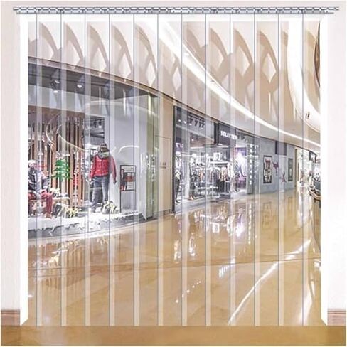 Clear Plastic Door Curtain, PVC Door Curtain Kit,Heavy Duty Clear PVC Strip Door Curtain 1.3mm, Insulated Sliding Door, Energy Efficient Plastic Strip for Easy Access & Temperature Control,（ in Kuwait