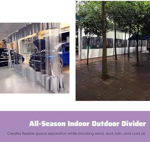Outdoor Partition Curtain,Tarp Curtain Waterproof,Garage Divider Curtain, Clear Panel Partition Barrier, Water Resistant Dust Barrier, Insulated Strip Door for Workshop Carport Wash Bay,（si in Kuwait