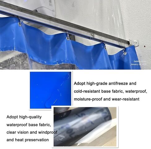Waterproof Industrial Divider Curtain - Heavy-Duty Vinyl with Clear Tarp Panel, Outdoor PVC Door Curtains for Patio & Garage, Weather-Resistant (2.8x4.2m) in Kuwait
