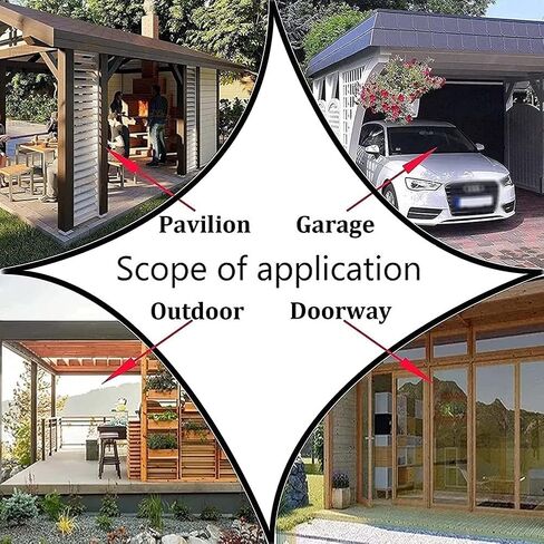 Industrial Divider Curtain - Waterproof Vinyl Door Curtains with Clear Tarp Panel, Weather-Resistant for Patio & Garage, Outdoor 4.5x2.7M Heavy-Duty Cover in Kuwait