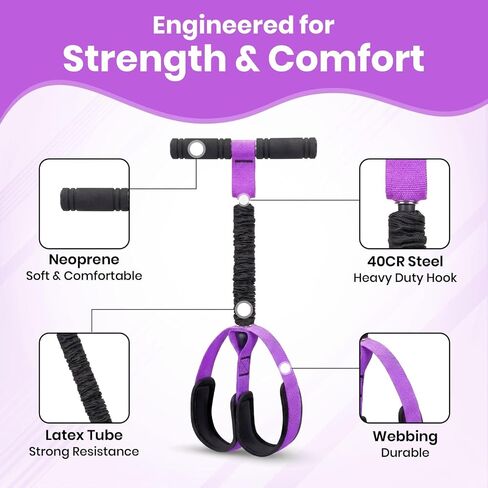 Premium Upgraded Pedal Resistance Band with Handles Heavy Duty Foot Pedal Exercise Bands for Women Men Core Abs Leg Training Full Body Workout Tummy Trimmer Sit Up Equipment Home Gym Pilates in Kuwait