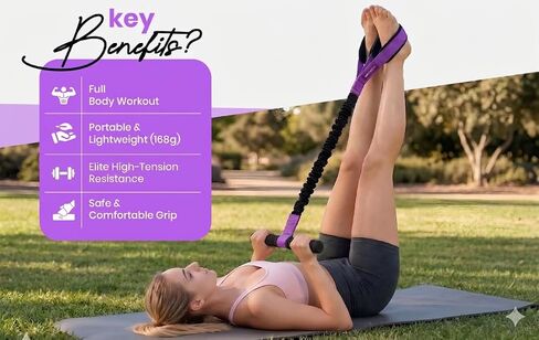 Premium Upgraded Pedal Resistance Band with Handles Heavy Duty Foot Pedal Exercise Bands for Women Men Core Abs Leg Training Full Body Workout Tummy Trimmer Sit Up Equipment Home Gym Pilates in Kuwait