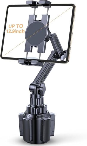 Coolpow Cup Holder Tablet Holder for Car【15" Height Adjustable】 Car Cup Holder ipad Car Mount for Truck Stand Car Tablet Holder Multi Angle Car Mount for All 4.7"-13" Apple iPad Samsung Galaxy Tab in Saudi Arabia