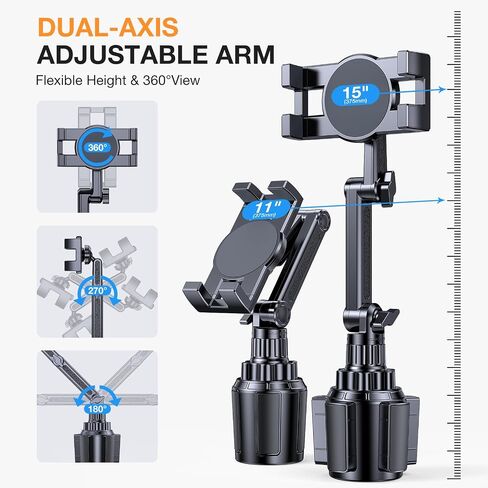 Coolpow Cup Holder Tablet Holder for Car【15" Height Adjustable】 Car Cup Holder ipad Car Mount for Truck Stand Car Tablet Holder Multi Angle Car Mount for All 4.7"-13" Apple iPad Samsung Galaxy Tab in Saudi Arabia