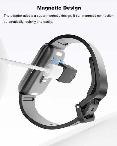محول شاحن AreMe 2 Pack USB C لجهاز Samsung Galaxy Fit 3، أسود | محول شحن مغناطيسي من النوع C لساعة Galaxy Fit 3 SM-R390 الذكية in Kuwait