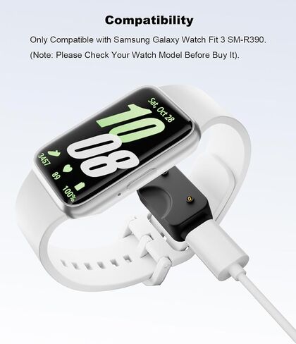 محول شاحن AreMe 2 Pack USB C لجهاز Samsung Galaxy Fit 3، أسود | محول شحن مغناطيسي من النوع C لساعة Galaxy Fit 3 SM-R390 الذكية in Kuwait