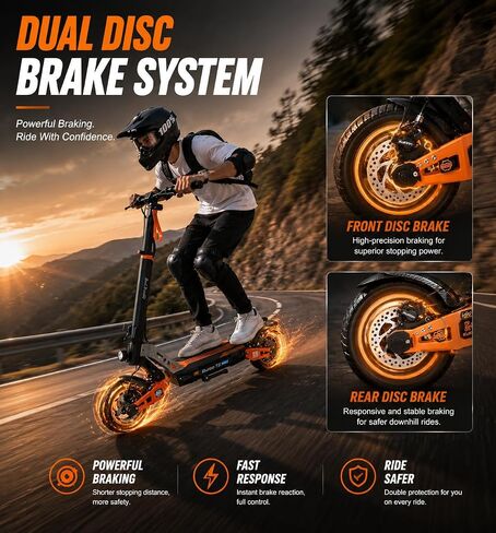 Electric Scooter for Adults, 1000W Motor, Up to 31 MPH Top Speed & 38 Miles Range, Dual Suspension, 10" All-Terrain Tires, Turn Signals, Foldable E Scooter with Dual Brakes & LCD Display in Kuwait