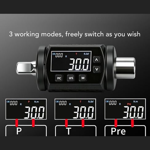 Generic 1/2 inch Digital Torque Adapter, 6.0 to 200.0 N.m with 2% Accuracy, Red LED and Buzzer Alert, Real Time and Mode, Store 999 Readings, for Automotive and Motorcycle in Kuwait