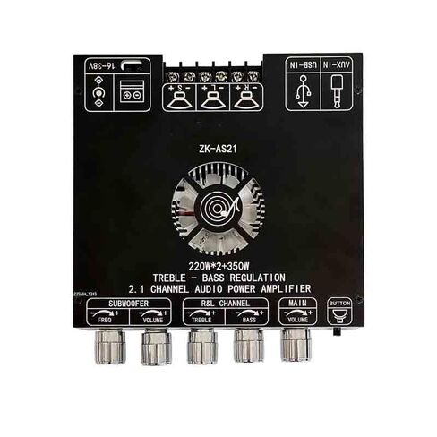 ZK-AS21 TPA3255 5.1 مضخم طاقة 2.1 قناة 220Wx2+350W مضخم صوت رقمي مع تحكم ثلاثي وباس in Kuwait