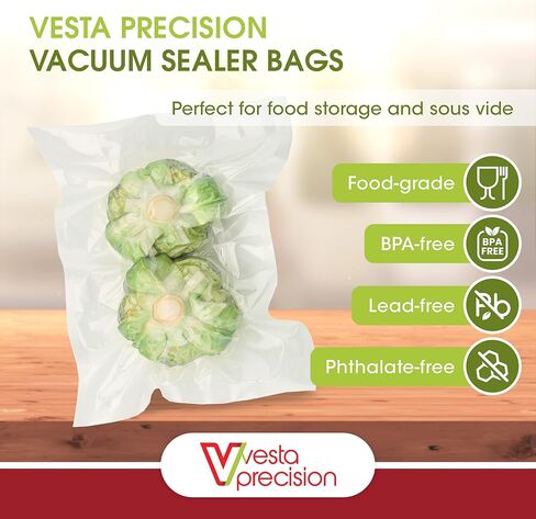 أكياس Vesta Precision Vacuum Seal - أكياس مانعة للتسرب شفافة ومنقوشة مع سحاب وصمام - رائعة لتخزين الطعام والفيديو - 11 × 16 بوصة - 15 كيسًا مفرغًا في كل صندوق in Kuwait
