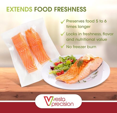 أكياس Vesta Precision Vacuum Seal - أكياس مانعة للتسرب شفافة ومنقوشة مع سحاب وصمام - رائعة لتخزين الطعام والفيديو - 11 × 16 بوصة - 15 كيسًا مفرغًا في كل صندوق in Kuwait