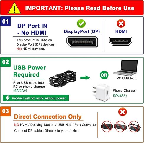 موزع DisplayPort للشاشات المزدوجة، محول DisplayPort إلى Dual DisplayPort Splitter 4K@120 هرتز، شاشة عرض ممتدة SST/MST، محور DP MST للكمبيوتر الشخصي والكمبيوتر المحمول وبطاقة الرسومات والمزيد in Kuwait
