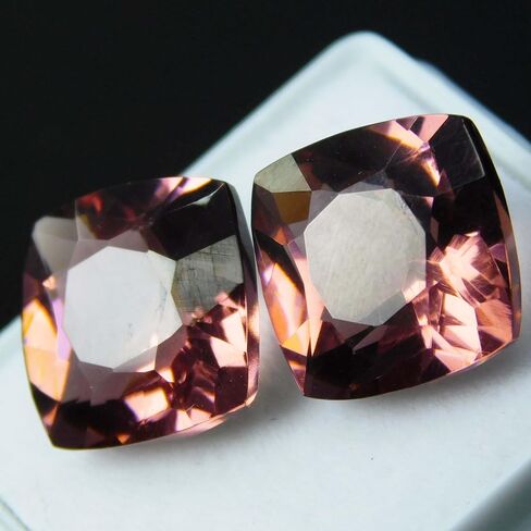 Natural Padparadscha Sapphire Cushion 20.56 Ct Certified Loose Gemstones Pair in Kuwait