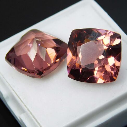 Natural Padparadscha Sapphire Cushion 20.56 Ct Certified Loose Gemstones Pair in Kuwait