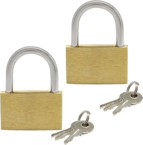 Hordion 2pcs قفل نحاسي مع مفتاح، أقفال صغيرة ذات مفاتيح قفل خزانة نفس لوحة المفاتيح قفل لحقيبة الظهر الأمتعة الصالة الرياضية خزانات صندوق المجوهرات للاستخدام الداخلي والخارجي in Kuwait
