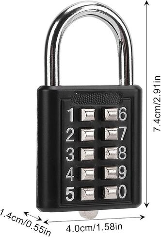 Security Padlock, Combination Lock, Digit Outdoors Padlock, 10 Digits Push Button Combination Outdoor Waterproof Padlock for Gym Cabinet Gate Toolbox Suitcase in Kuwait